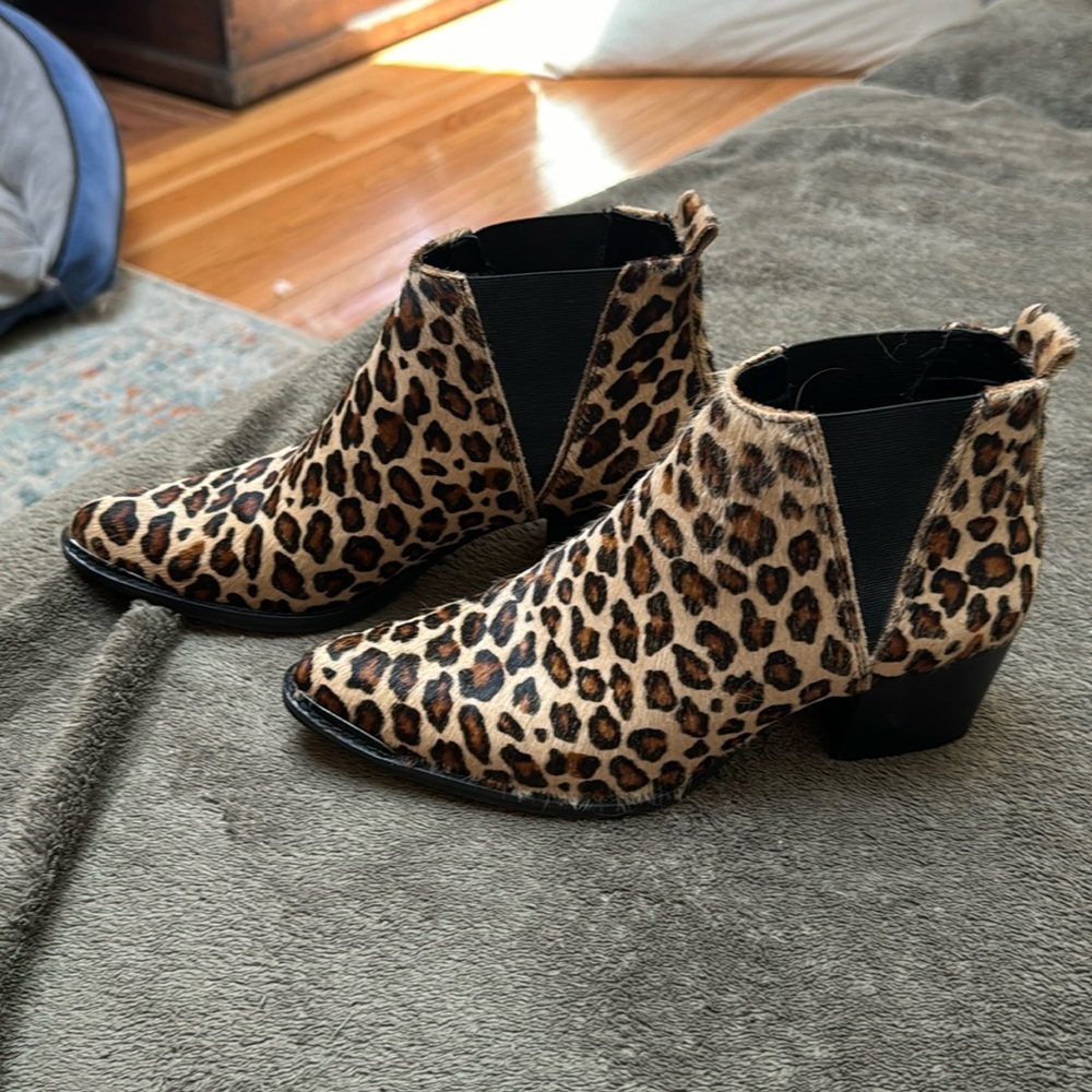 Leopard print boots. Size 6.